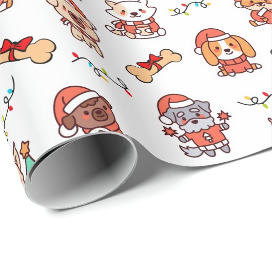 Schattigee kerst Puppies inpakpapier (Rol Hoek)