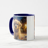 Schattigee kerst Puppies op een sneeuwnacht Mok (Voorkant links)