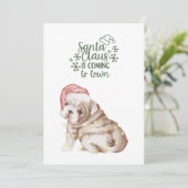Schattigee Kerst Puppy Dog Christmas Waterverf Feestdagenkaart (Staand voorkant)
