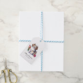 Schattigee kerst puppy gepersonaliseerd cadeaulabel (Met Touw)