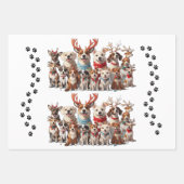 Schattigee kerst puppy honden inpakpapier vel (Voorkant 2)