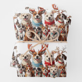 Schattigee kerst puppy honden inpakpapier vel (In situ)