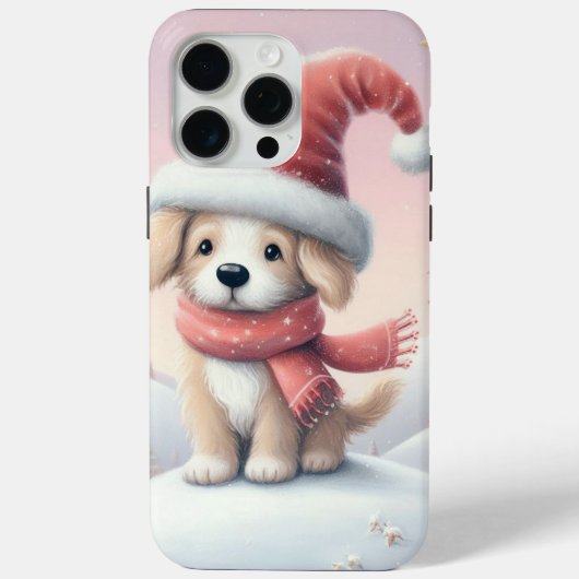Schattigee kerst puppy in santa hoed Case-Mate iPhone case (Achterkant)