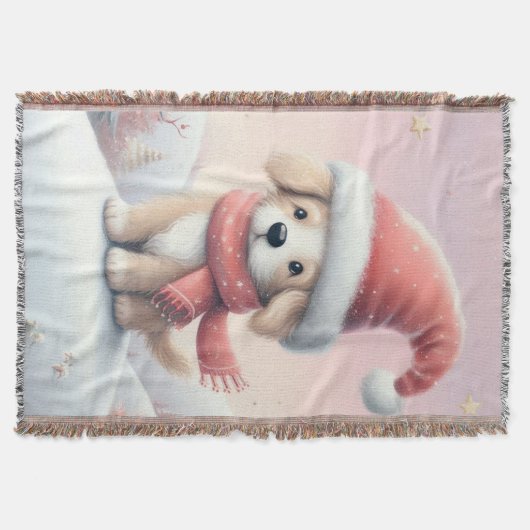 Schattigee kerst puppy in santa hoed deken (Voorkant)