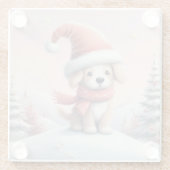 Schattigee kerst puppy in santa hoed glazen onderzetter (Achterkant)