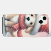 Schattigee kerst puppy in santa hoed iPhone hoesje (Achterkant horizontaal)