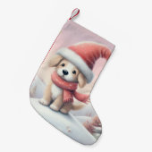 Schattigee kerst puppy in santa hoed kleine kerstsok (Voorkant (Hangend))