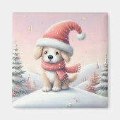 Schattigee kerst puppy in santa hoed magneet (Voorkant)