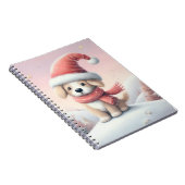 Schattigee kerst puppy in santa hoed notitieboek (Rechterzijde)