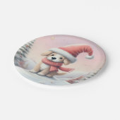 Schattigee kerst puppy in santa hoed papieren bordje (Gekanteld)