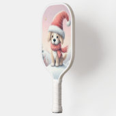 Schattigee kerst puppy in santa hoed pickleball paddle (Links)