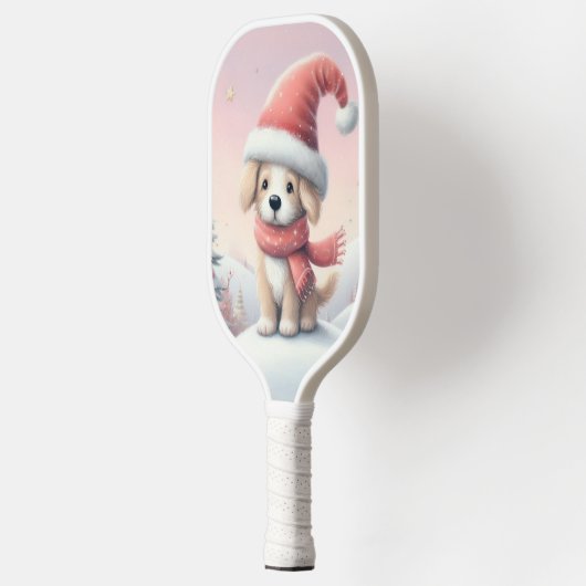 Schattigee kerst puppy in santa hoed pickleball paddle (Links)