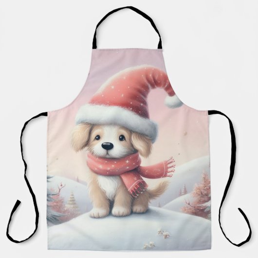 Schattigee kerst puppy in santa hoed schort (Voorkant)