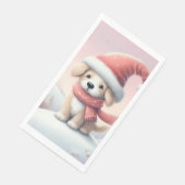 Schattigee kerst puppy in santa hoed servet (Hoek)
