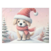 Schattigee kerst puppy in santa hoed tafelkleed (Voorkant (Horizontaal))