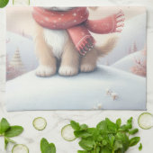 Schattigee kerst puppy in santa hoed theedoek (Gevouwen)