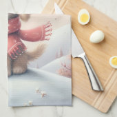 Schattigee kerst puppy in santa hoed theedoek (Quarter Fold)