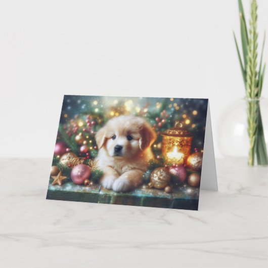 Schattigee kerst puppy Inspirerend Christelijk ver Feestdagen Kaart (Voorkant)