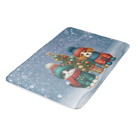 Schattigee kerst puppy & kitten badmat (Gekanteld)