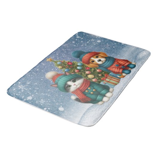 Schattigee kerst puppy & kitten badmat (Gekanteld)
