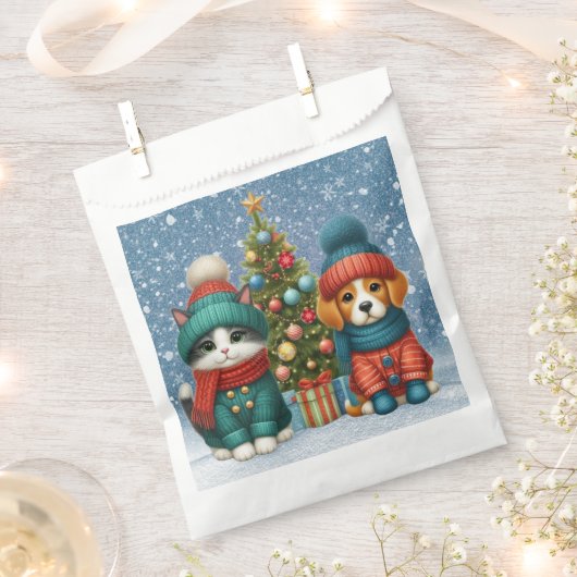 Schattigee kerst puppy & kitten bedankzakje (Geknipt)