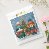 Schattigee kerst puppy & kitten bedankzakje (Gezegeld)