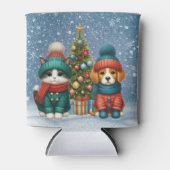 Schattigee kerst puppy & kitten blikjeskoeler (Voorkant)