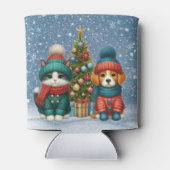 Schattigee kerst puppy & kitten blikjeskoeler (Achterkant)