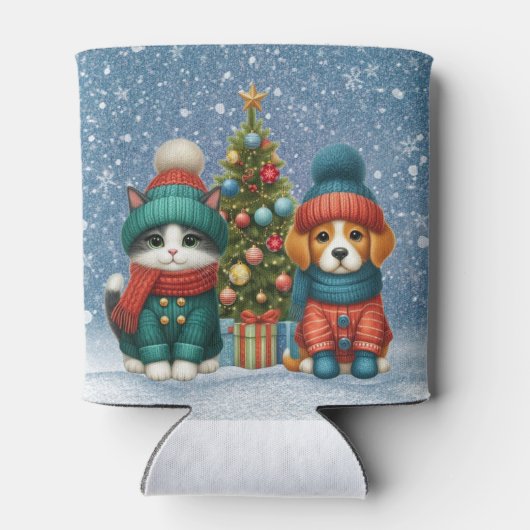 Schattigee kerst puppy & kitten blikjeskoeler (Achterkant)