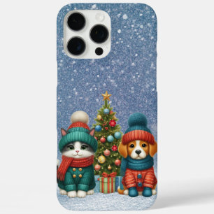 Schattigee kerst puppy & kitten iPhone 16 pro max hoesje