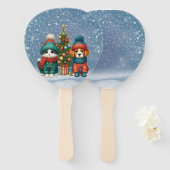 Schattigee kerst puppy & kitten handwaaier (Voorkant en achterkant)