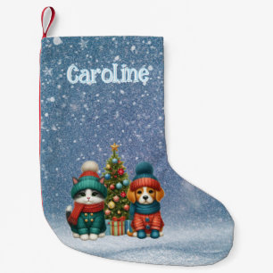 Schattigee kerst puppy & kitten kleine kerstsok