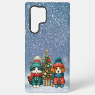 Schattigee kerst puppy & kitten samsung galaxy hoesje