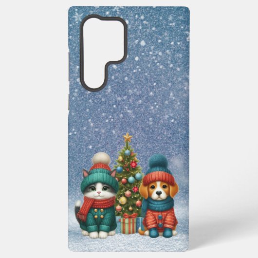 Schattigee kerst puppy & kitten samsung galaxy hoesje (Achterkant)