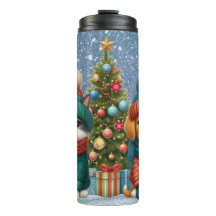 Schattigee kerst puppy & kitten thermosbeker