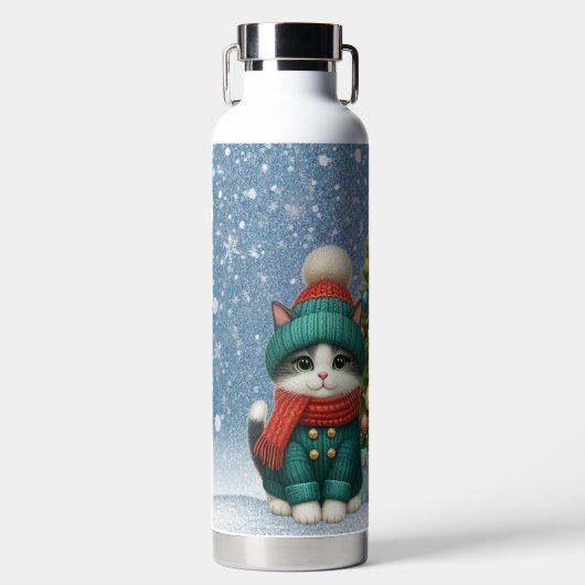 Schattigee kerst puppy & kitten waterfles (Voorkant)