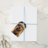 Schattigee kerst puppy op een sneeuw nacht cadeaulabel (Met Touw)