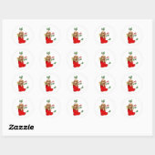 Schattigee kerst puppy Vintage Ronde Sticker (Vel)