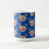 Schattigee kerst rendier Cartoon Pattern Blue Koffiemok (Center)