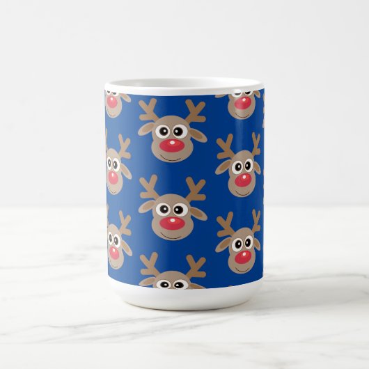 Schattigee kerst rendier Cartoon Pattern Blue Koffiemok (Center)
