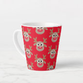 Schattigee kerst rendier Cartoon Pattern Red Latte Mok (Linkerhoek)
