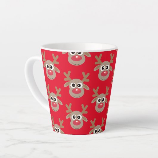 Schattigee kerst rendier Cartoon Pattern Red Latte Mok (Linkerhoek)
