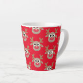 Schattigee kerst rendier Cartoon Pattern Red Latte Mok (Rechterhoek)