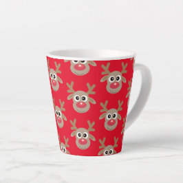 Schattigee kerst rendier Cartoon Pattern Red Latte Mok