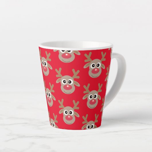 Schattigee kerst rendier Cartoon Pattern Red Latte Mok (Rechterhoek)
