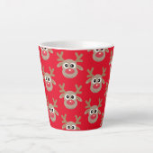 Schattigee kerst rendier Cartoon Pattern Red Latte Mok (Voorkant)
