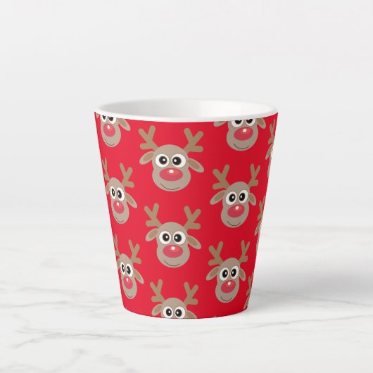 Schattigee kerst rendier Cartoon Pattern Red Latte Mok (Voorkant)