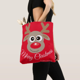 Schattigee kerst rendier Cartoon rode Canvas tas