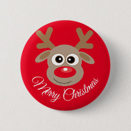 Schattigee kerst rendier Cartoon rood Ronde Button 5,7 Cm
