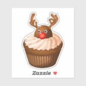 Schattigee Kerst Rendier Cupcake Chocolade Antlers Sticker (Vel)